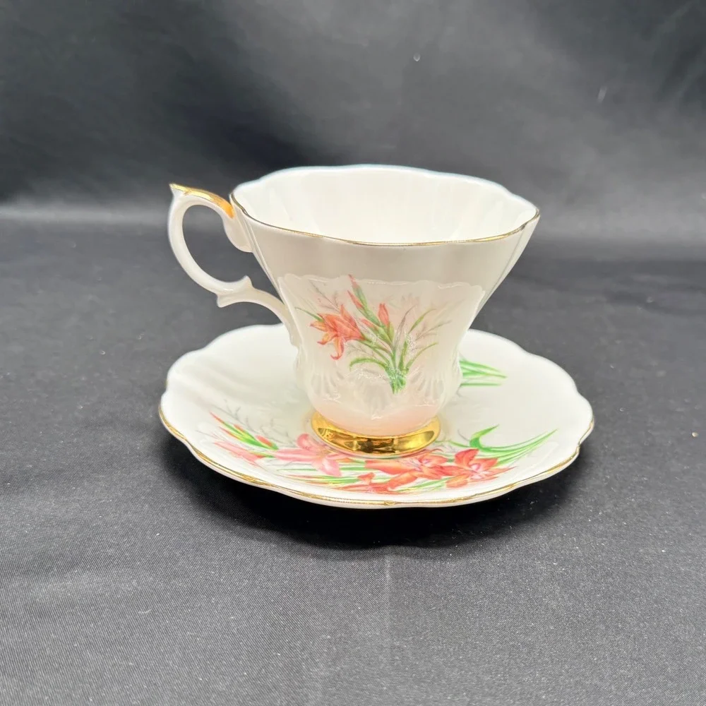 Royal Albert Friendship Series Gladiolus Tea Cup and Saucer Set Bone China